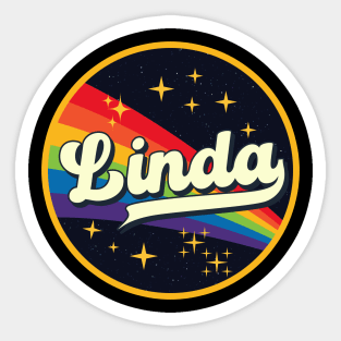 Linda // Rainbow In Space Vintage Style Sticker